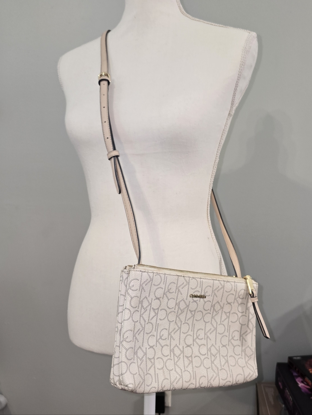 Calvin Klein Cream Logo Crossbody Bag